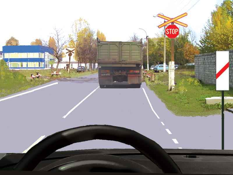 Imaginea întrebării: Autocamionul s-a pus în mișcare. Cum este corect să procedați?