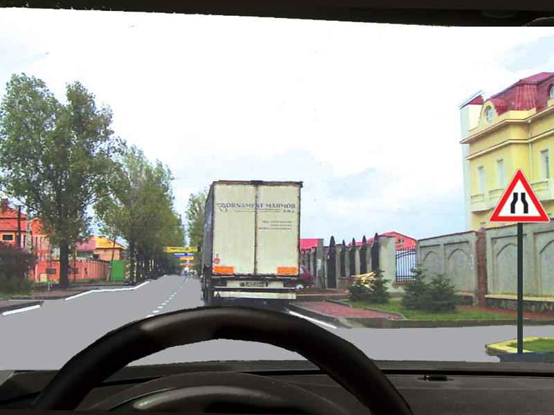 Imaginea întrebării: Camionul este staționat. Cine încalcă legea dacă încercați să-l depășiți?