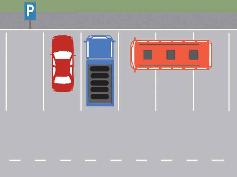 Imaginea întrebării: Care dintre autovehicule este parcat regulamentar?