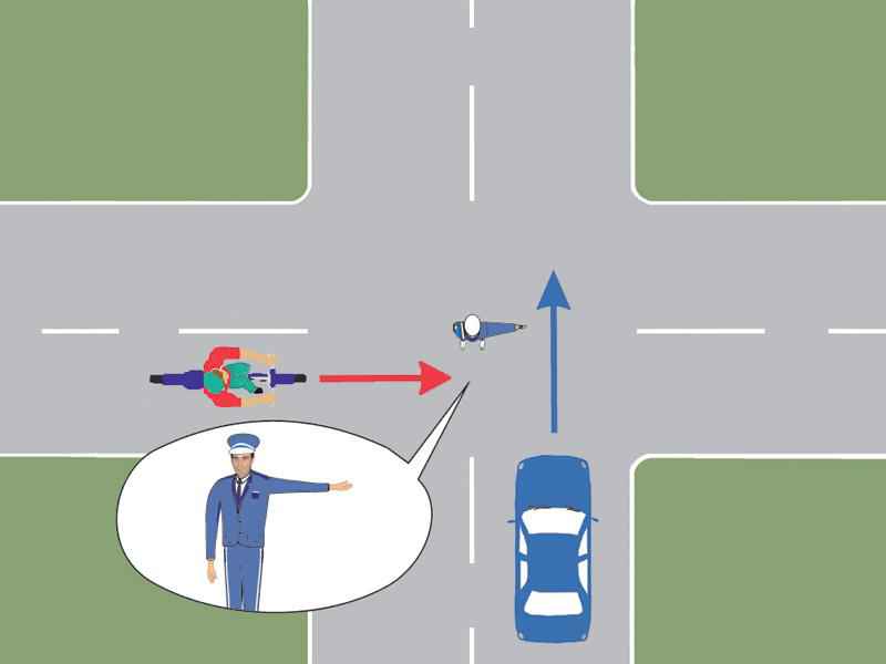 Imaginea întrebării: Autoturismul poate pătrunde în intersecția prezentată?