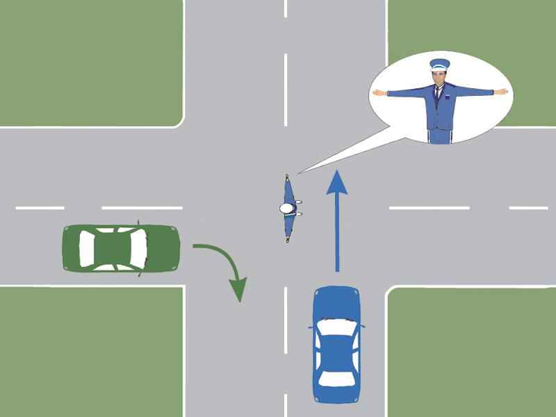 Imaginea întrebării: Ce comportament este corect în situația prezentată, dacă vă aflați la volanul autoturismului verde?