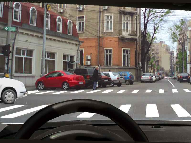 Imaginea întrebării: Virați la stânga în intersecție. Cum procedați?