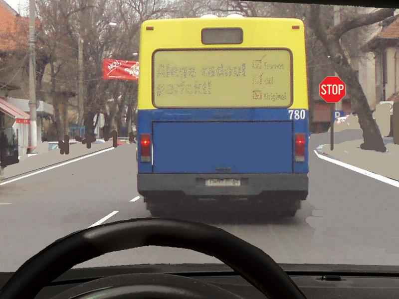Imaginea întrebării: Cum veți proceda corect în intersecția care urmează, dacă întâlniți indicatorul ,,Oprire,,?