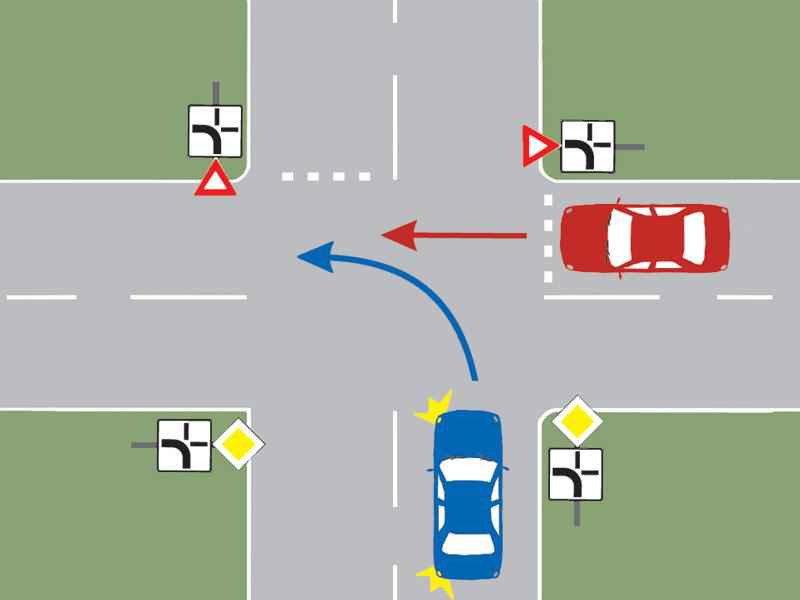 Imaginea întrebării: Cum procedați în situația dată, dacă vă aflați la volanul autoturismului roșu?