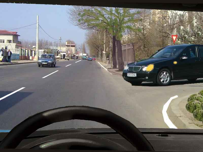 Imaginea întrebării: Trebuie să acordați prioritate autoturismului negru dacă acesta virează la stânga?