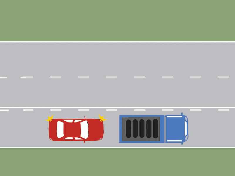 Imaginea întrebării: Puteți depăși în această situație, dacă vă aflați la volanul autoturismului?