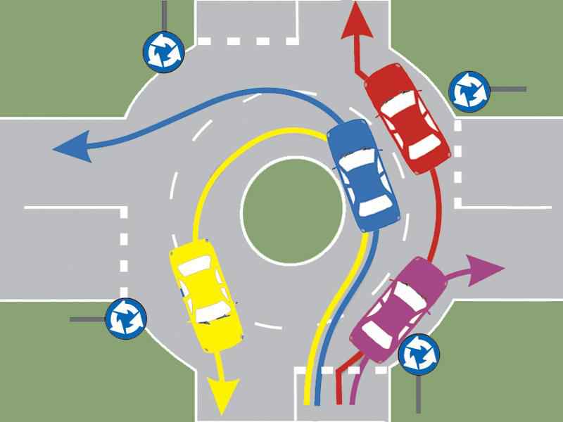 Imaginea întrebării: Care dintre autoturismele din imagine circulă corect în intersecție?