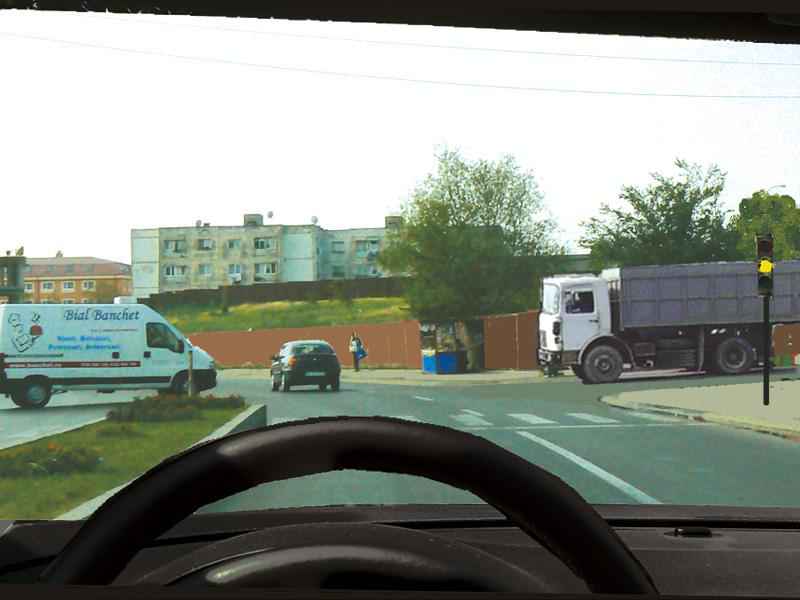 Imaginea întrebării: Cum procedați corect dacă circulați înainte și semaforul indică lumina galbenă intermitentă?